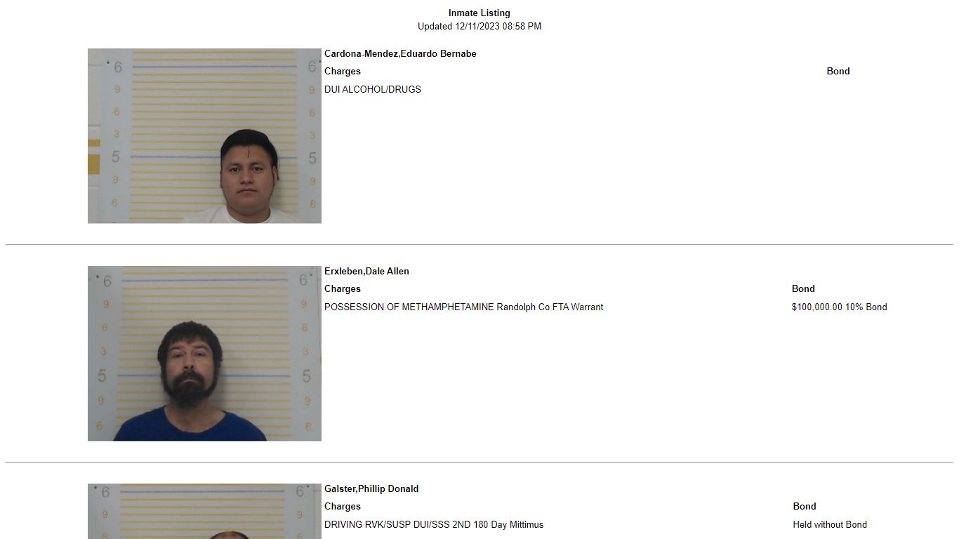 Inmate Listing - Welcome to Randolph County Illinois
