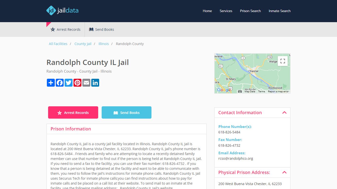 Randolph County IL Jail Inmate Search and Prisoner Info - Chester, IL